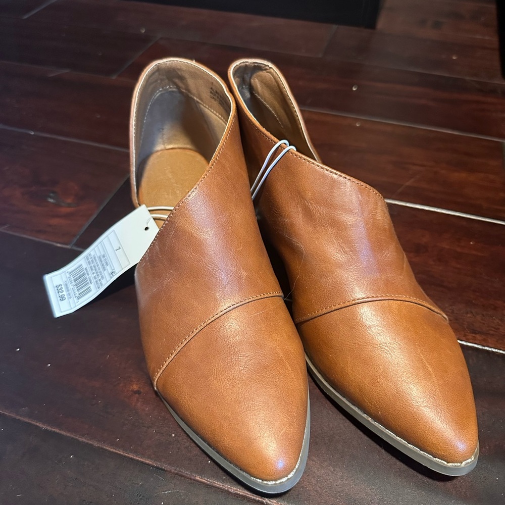 Brown Faux Leather Women’s Cut-out Booties